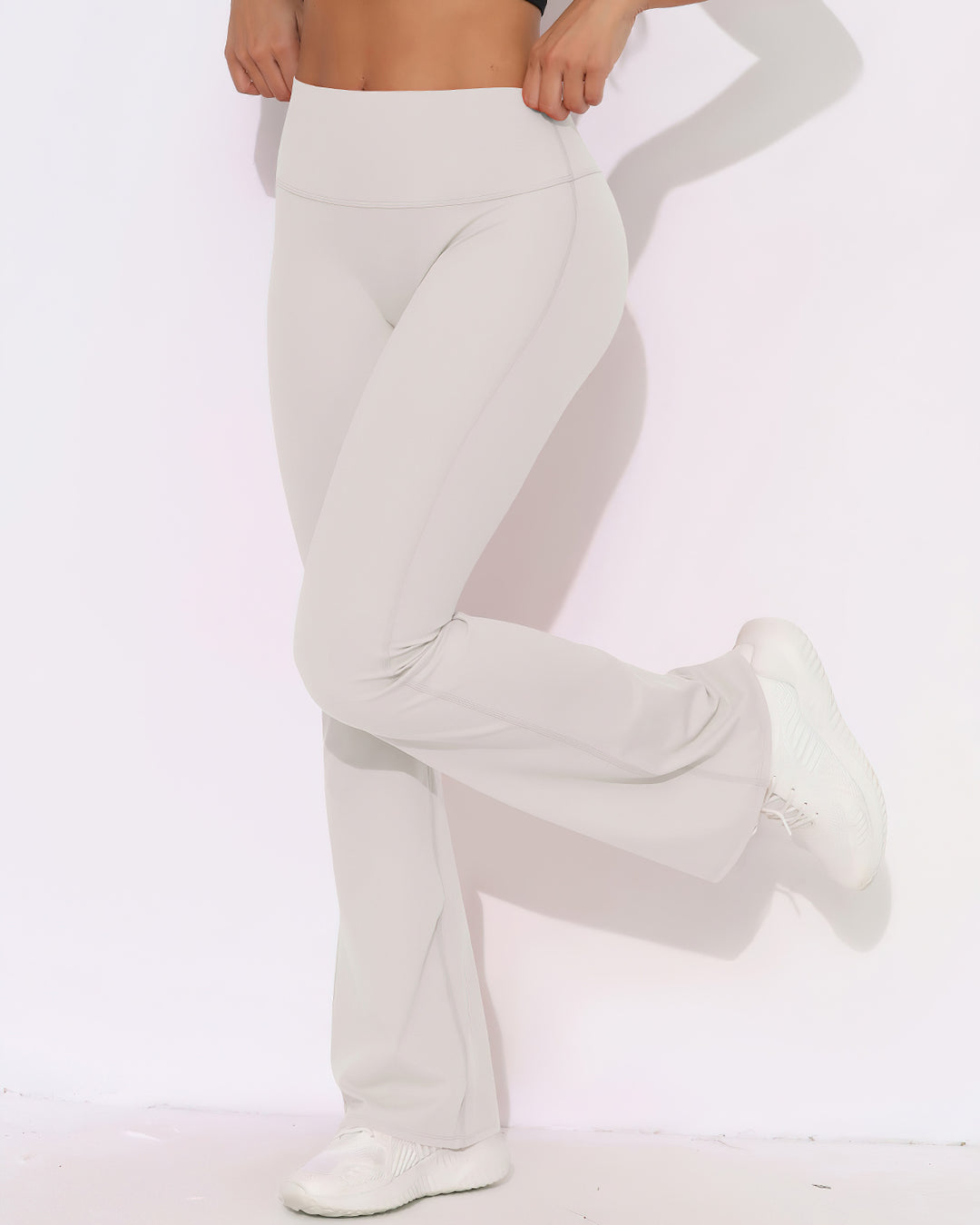 Elara Scrunch Flare Leggings - Beige