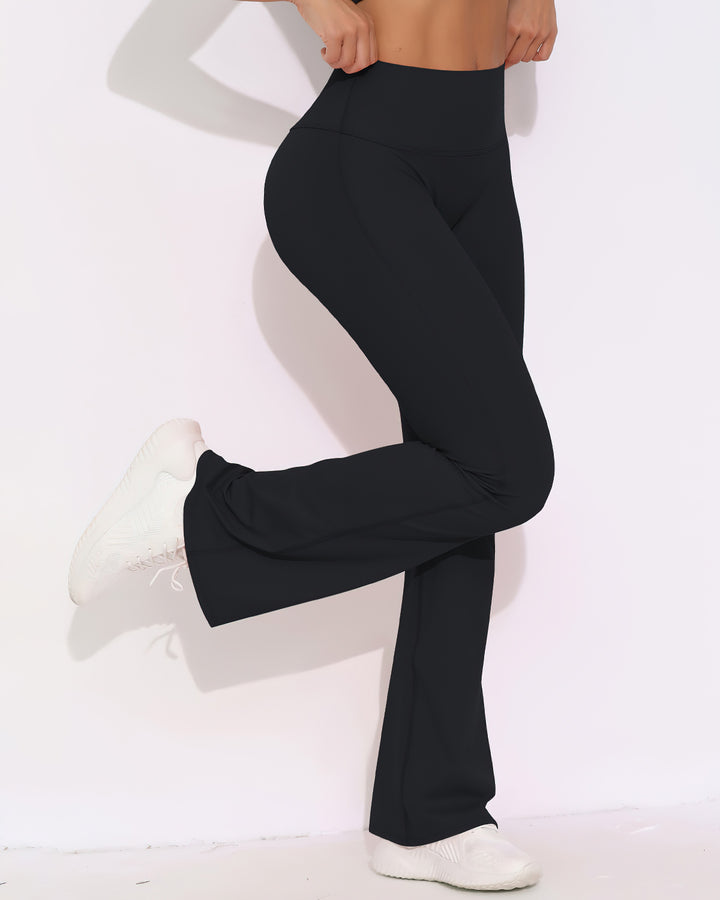 Elara Scrunch Flare Leggings - Black