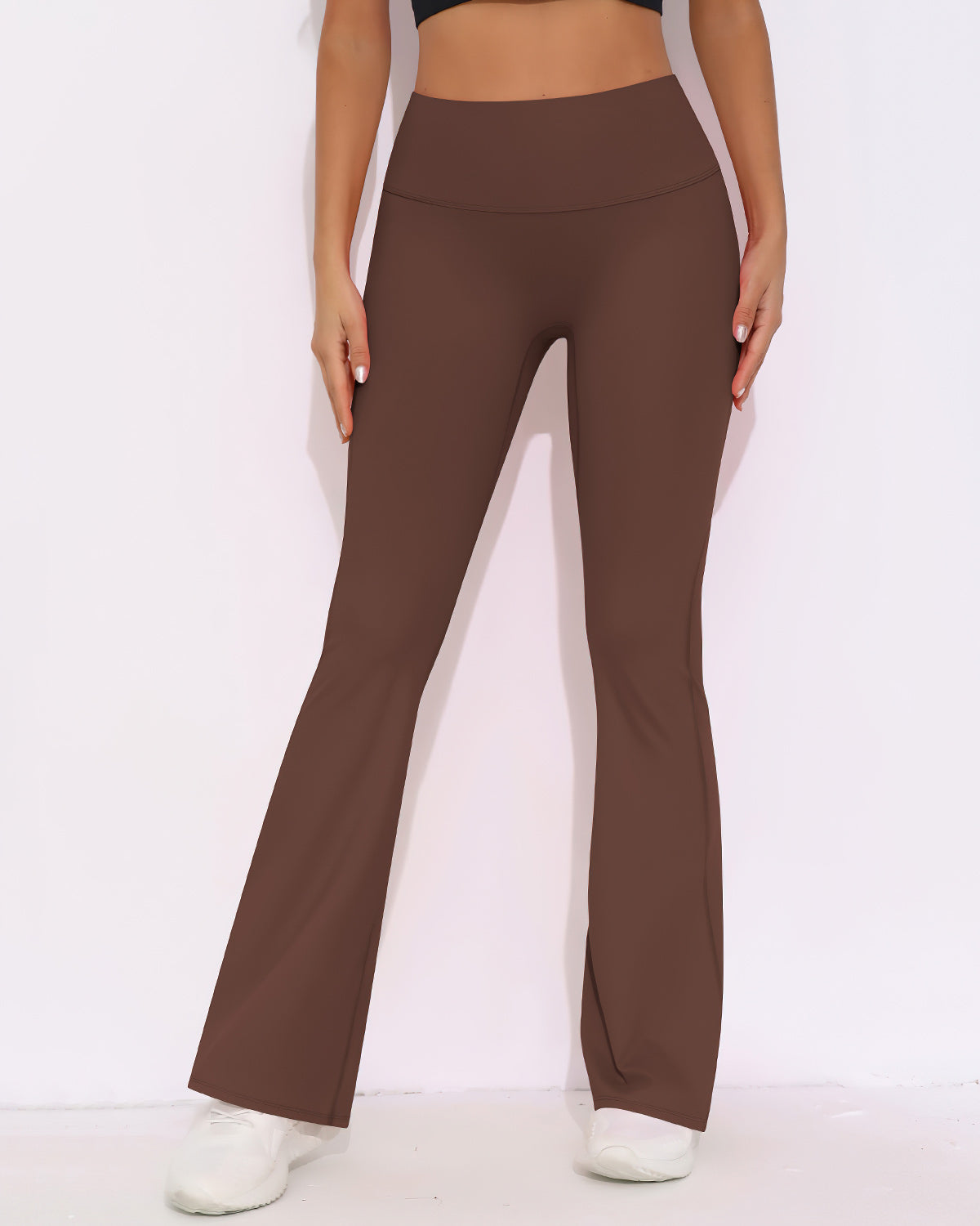 Elara Scrunch Flare Leggings - Brown