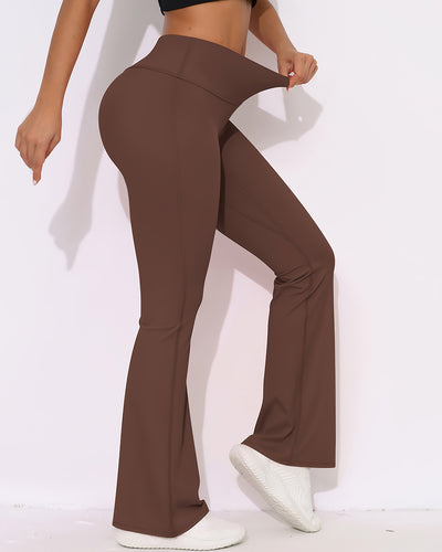 Elara Scrunch Flare Leggings - Brown