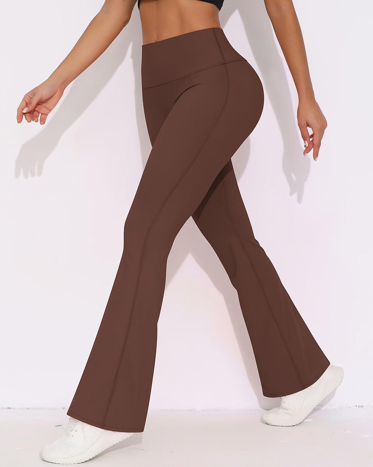 Elara Scrunch Flare Leggings - Brown