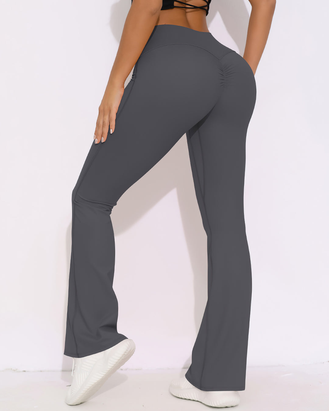 Elara Scrunch Flare Leggings - Grey