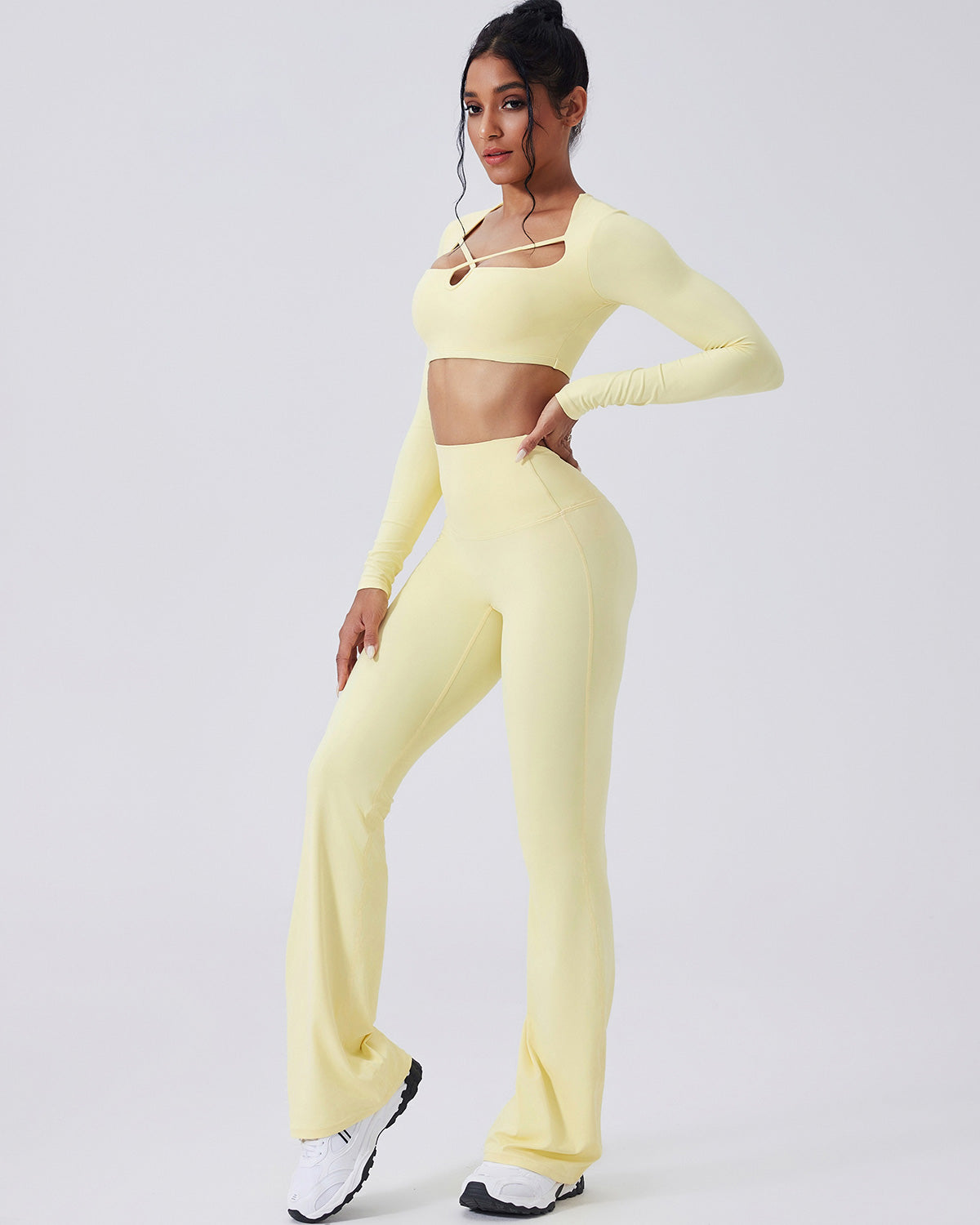 Elise Flare Leggings - Yellow – Amelia Activewear