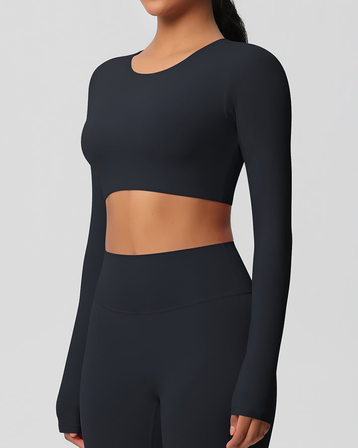 Gwen Cropped Long Sleeve - Black