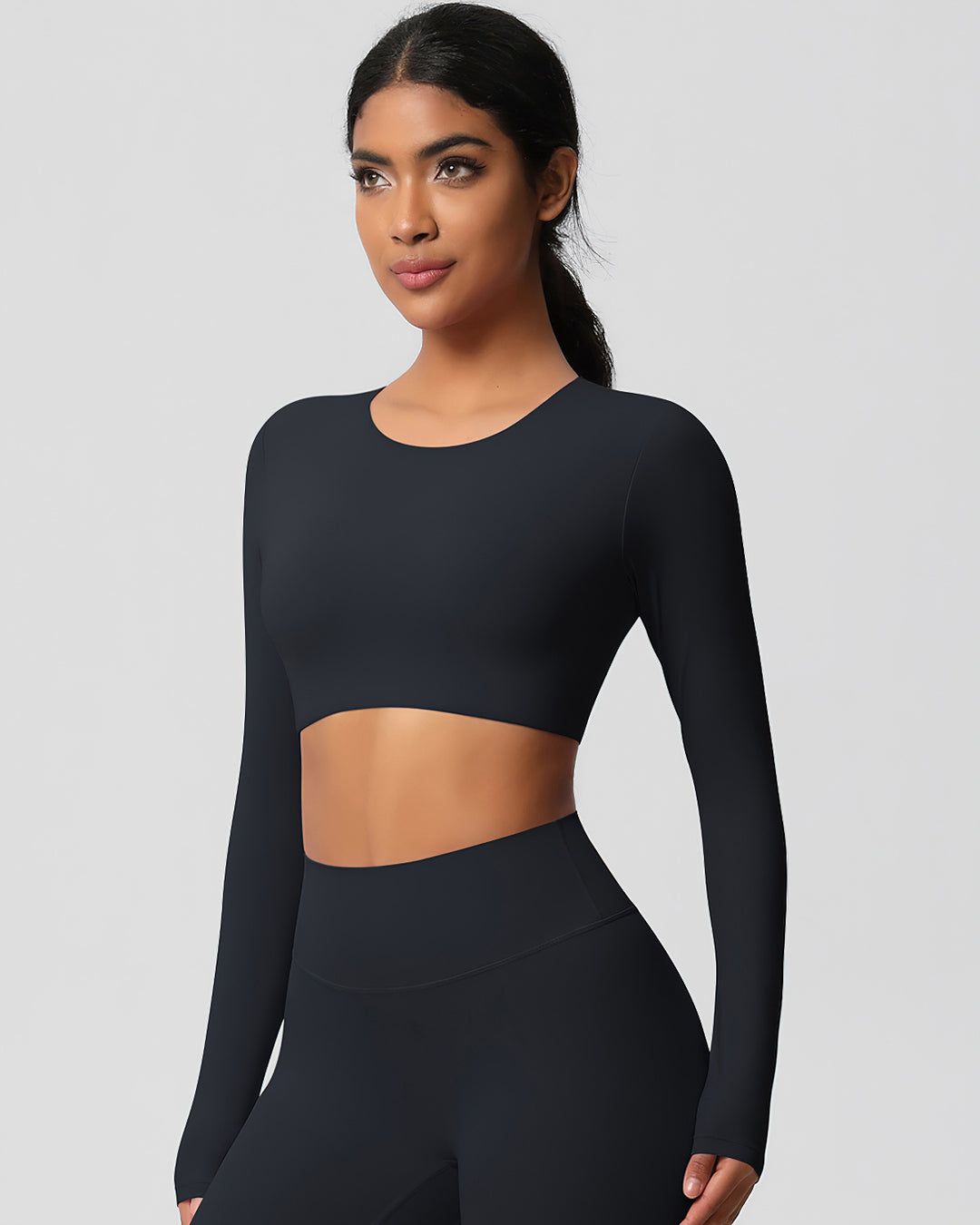 Gwen Cropped Long Sleeve - Black