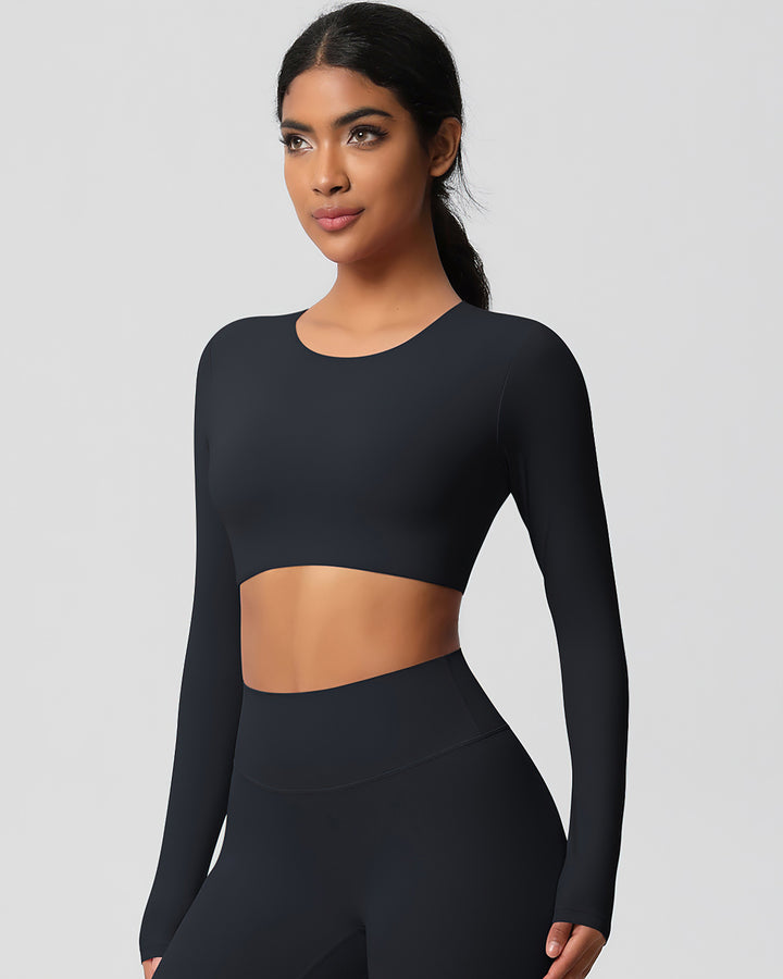Gwen Cropped Long Sleeve - Black