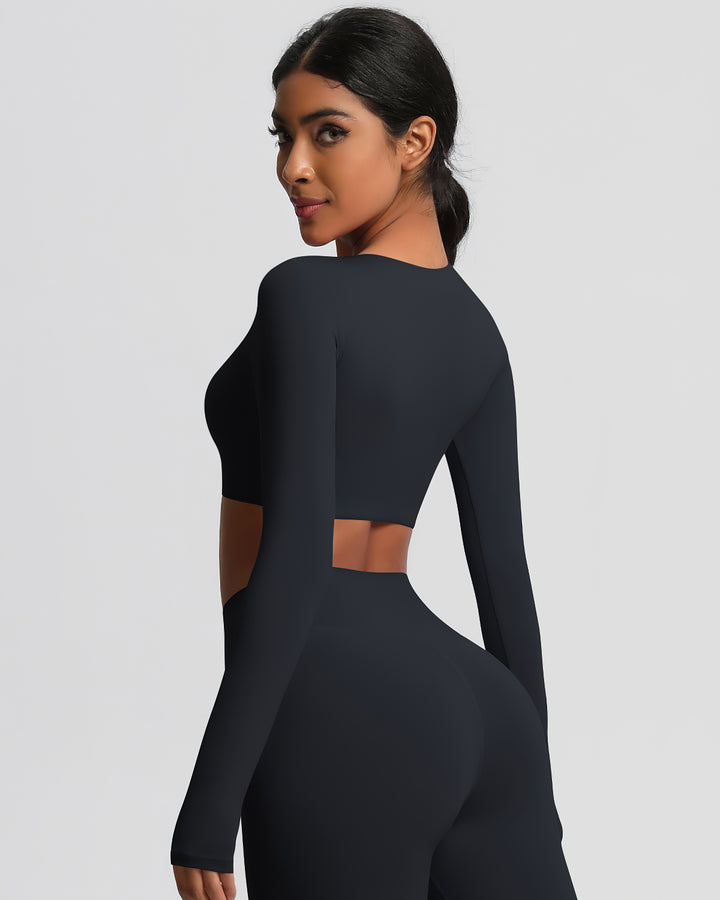 Gwen Cropped Long Sleeve - Black