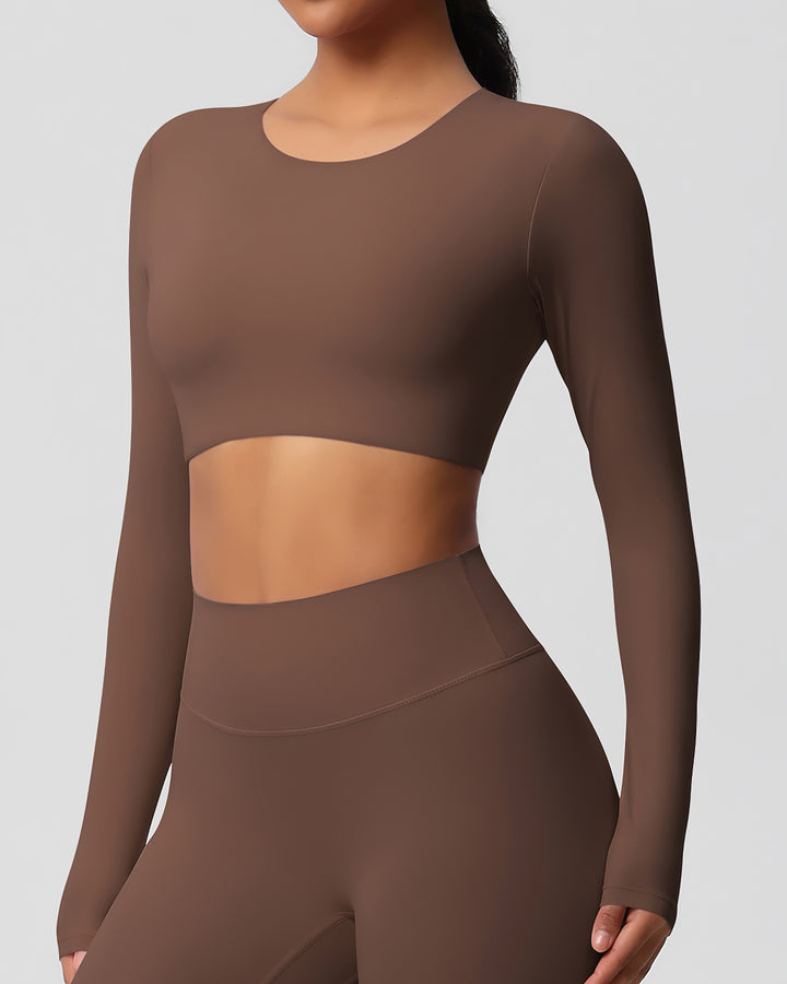 Gwen Cropped Long Sleeve - Brown