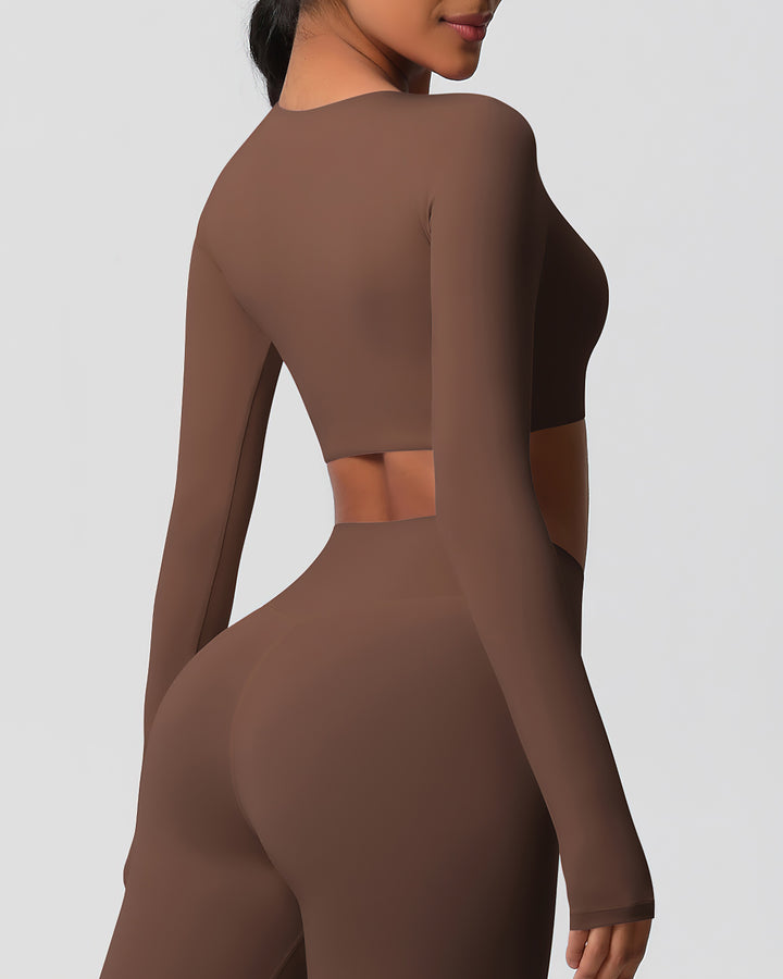 Gwen Cropped Long Sleeve - Brown