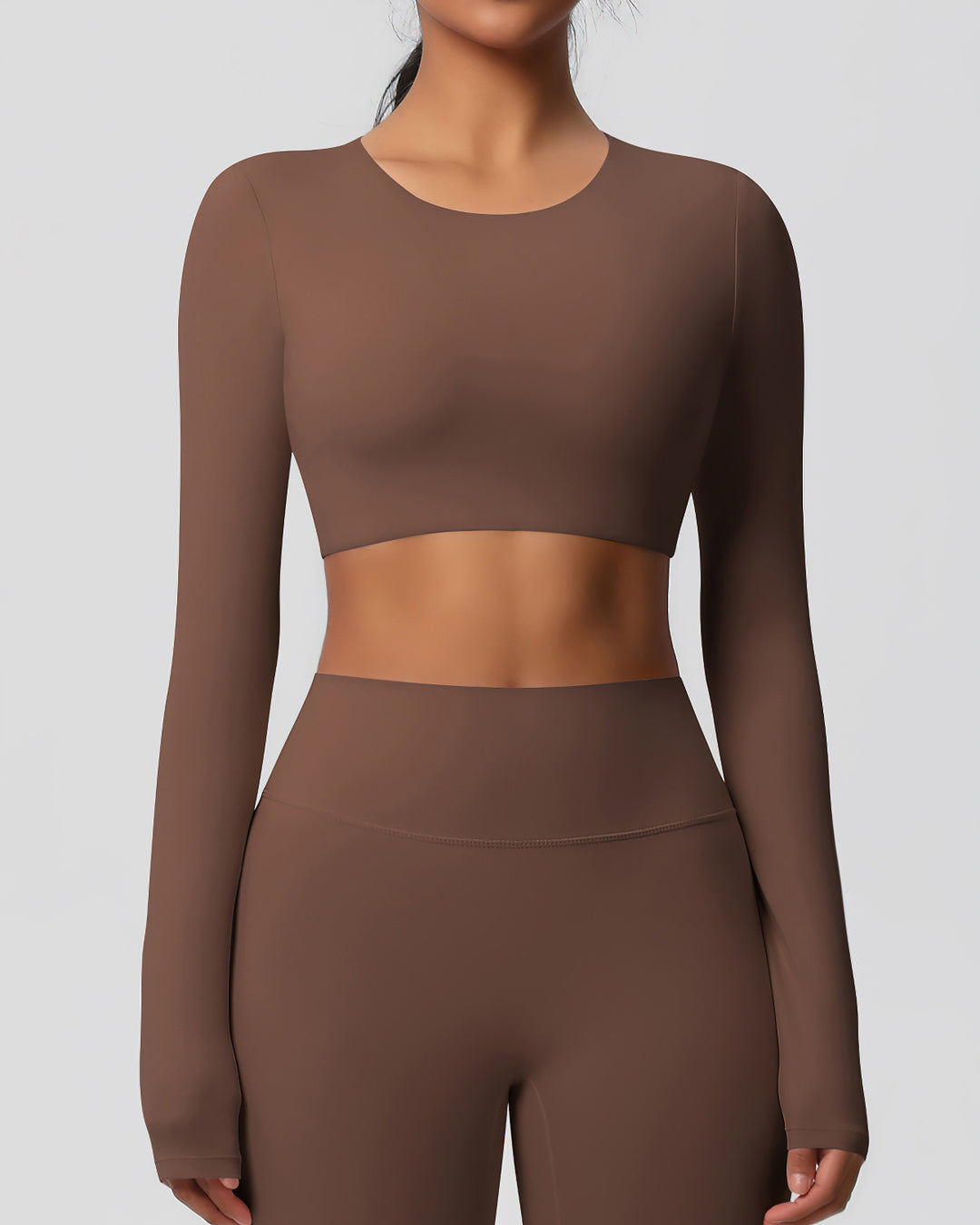 Gwen Cropped Long Sleeve - Brown