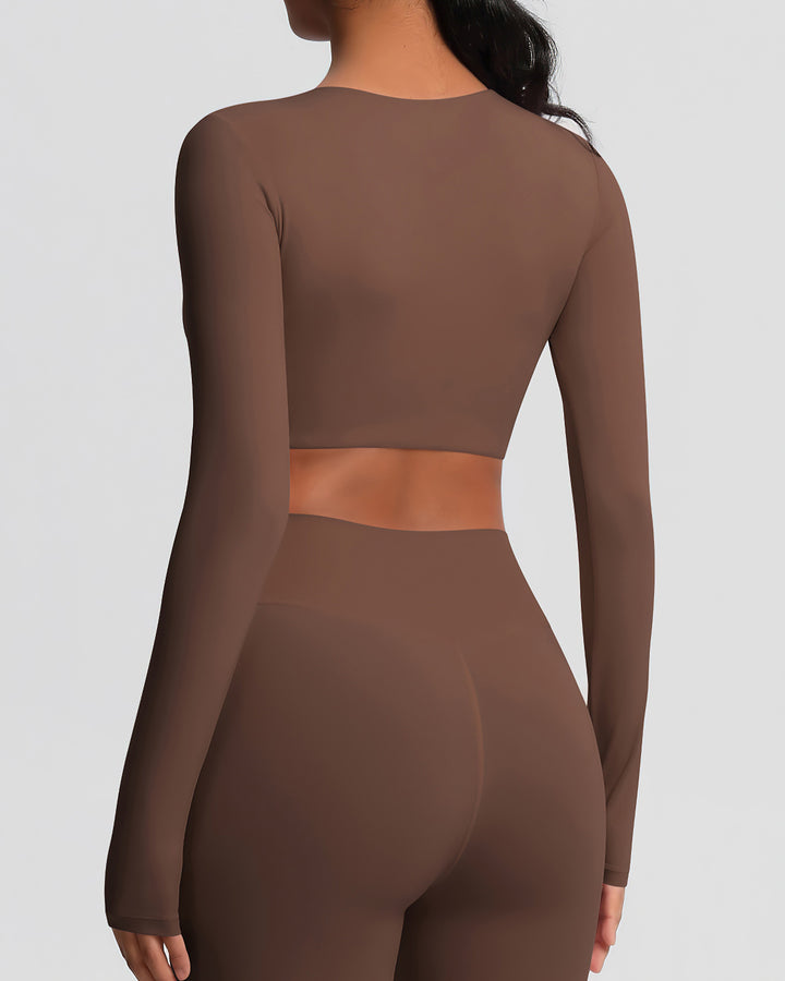 Gwen Cropped Long Sleeve - Brown