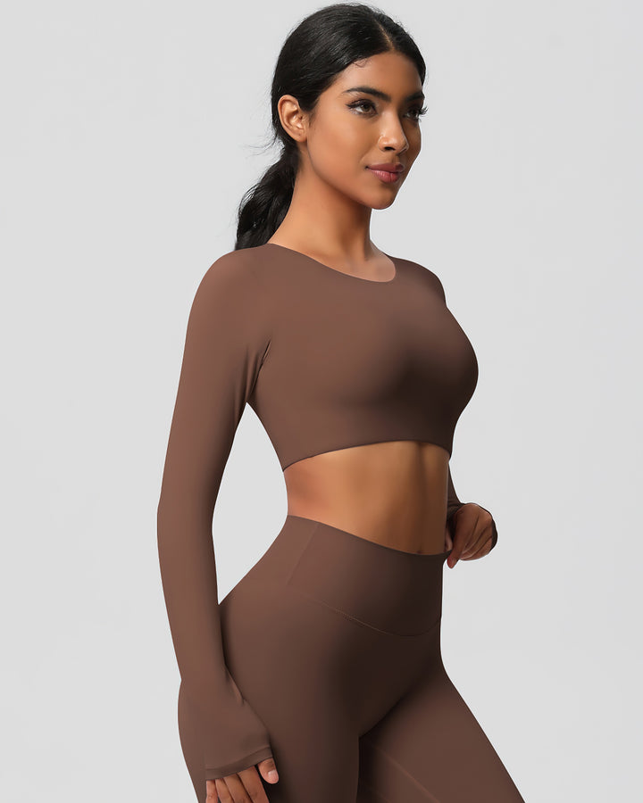 Gwen Cropped Long Sleeve - Brown