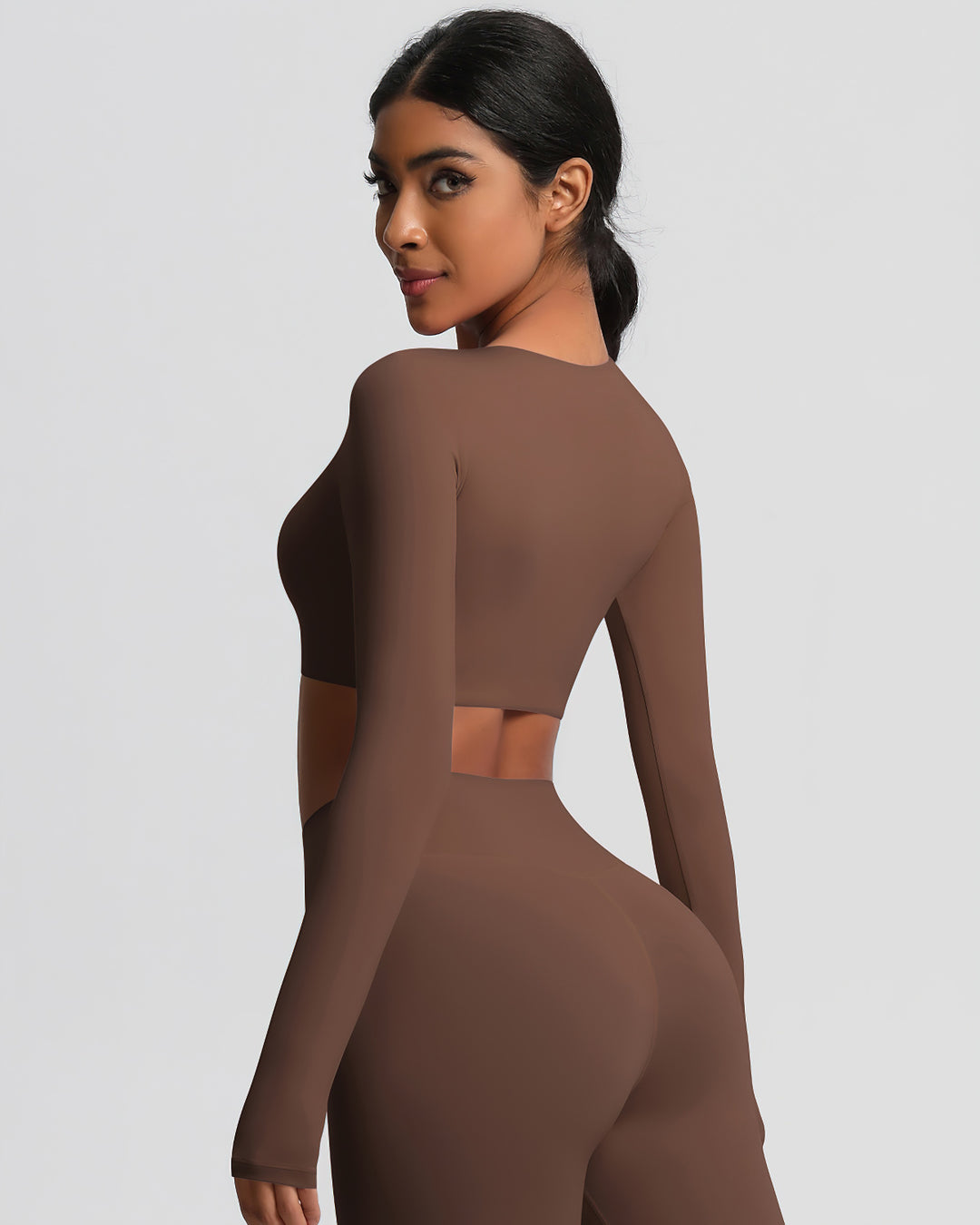 Gwen Cropped Long Sleeve - Brown