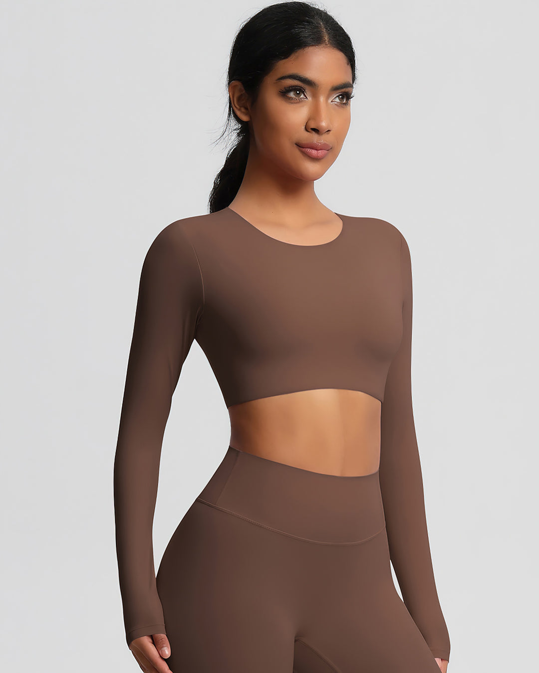 Gwen Cropped Long Sleeve - Brown