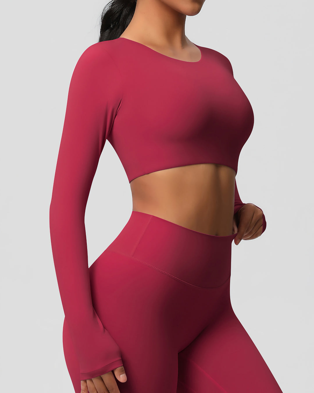 Gwen Cropped Long Sleeve - Carmine