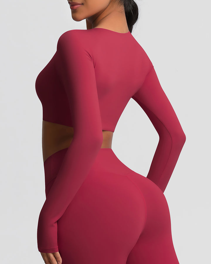 Gwen Cropped Long Sleeve - Carmine