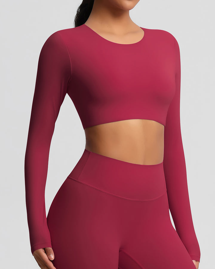 Gwen Cropped Long Sleeve - Carmine