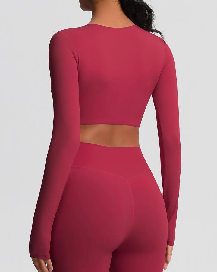Gwen Cropped Long Sleeve - Carmine