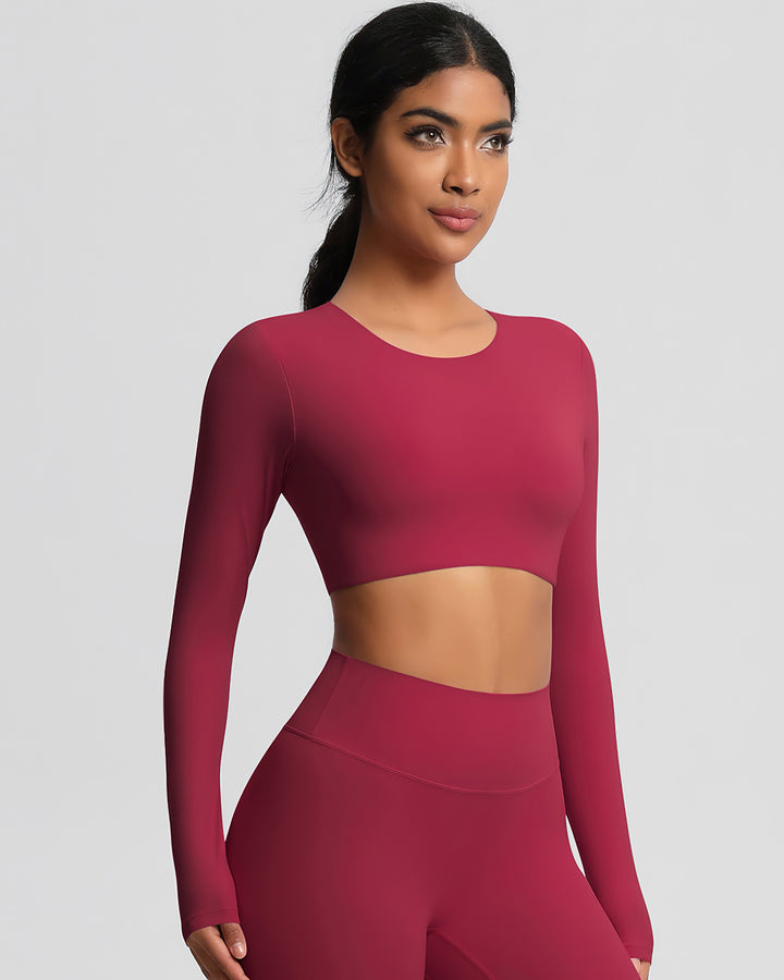 Gwen Cropped Long Sleeve - Carmine