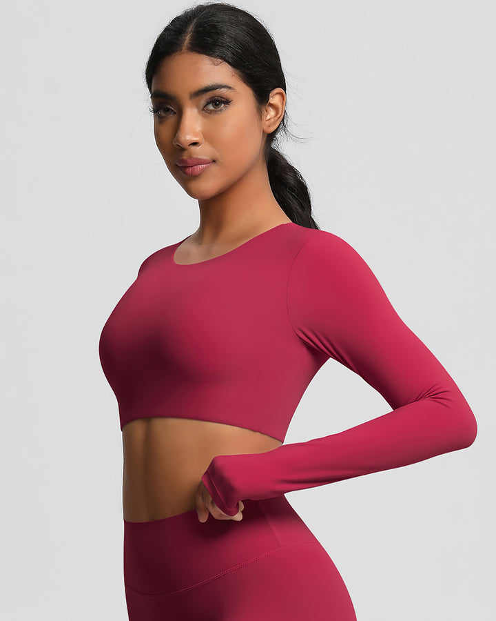 Gwen Cropped Long Sleeve - Carmine