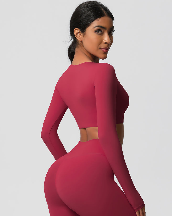 Gwen Cropped Long Sleeve - Carmine
