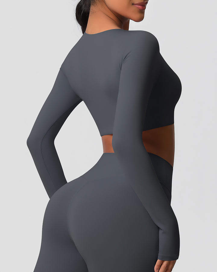 Gwen Cropped Long Sleeve - Dark Grey