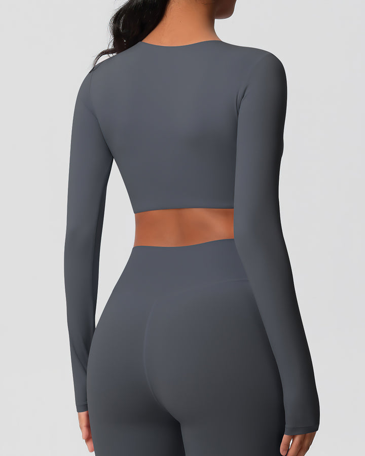 Gwen Cropped Long Sleeve - Dark Grey