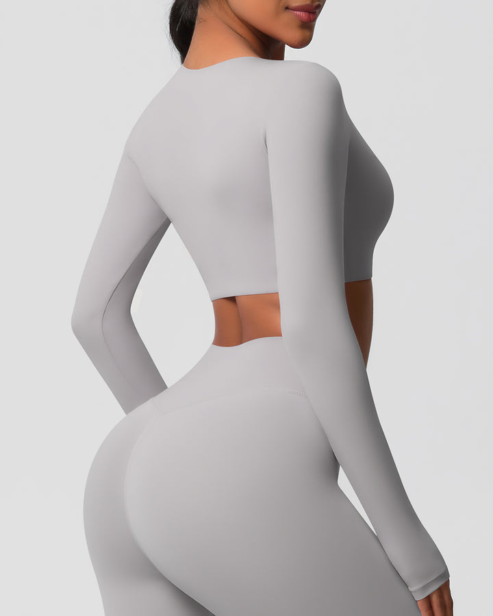 Gwen Cropped Long Sleeve - Light Grey