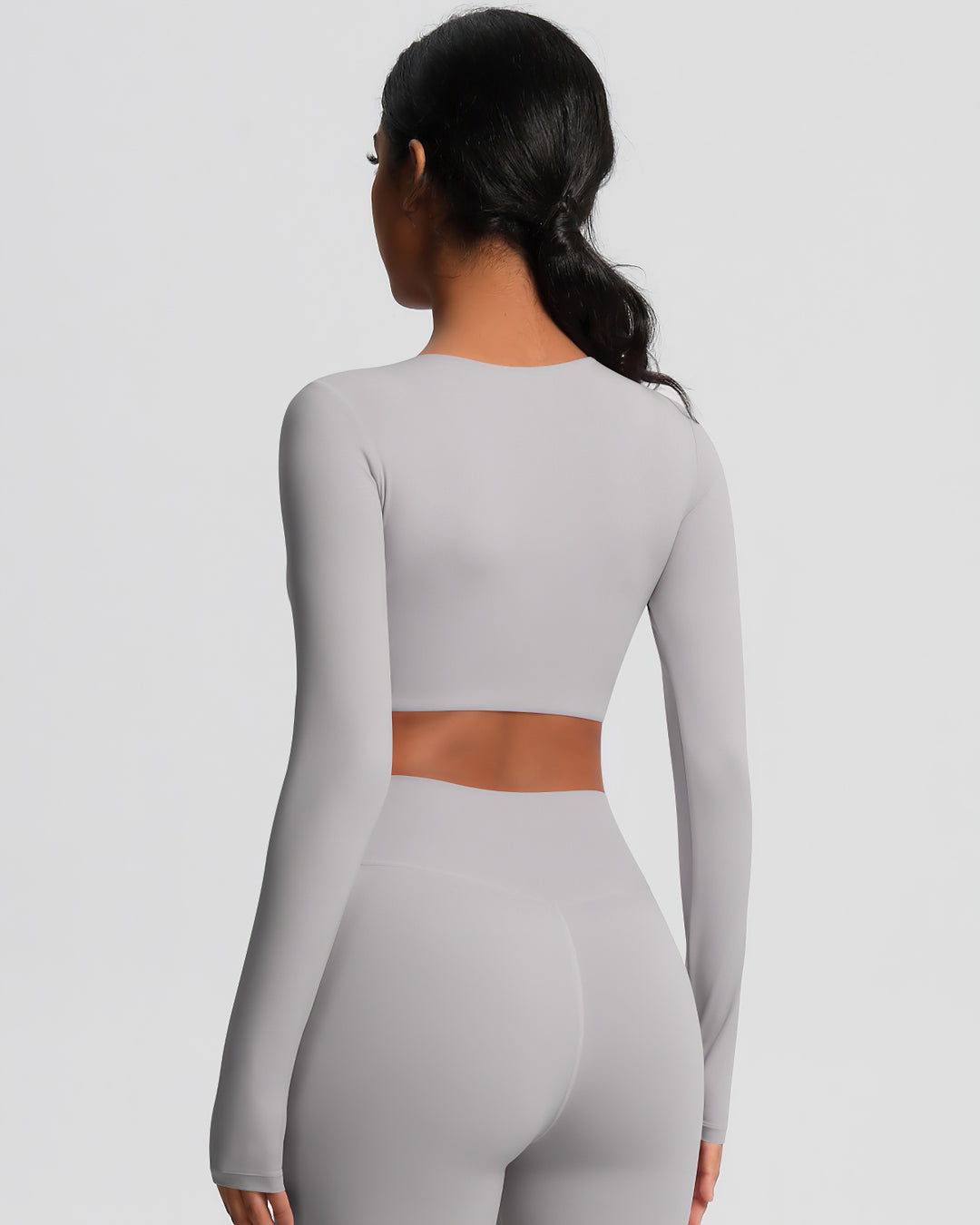 Gwen Cropped Long Sleeve - Light Grey