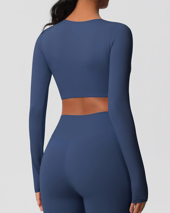 Gwen Cropped Long Sleeve - Navy
