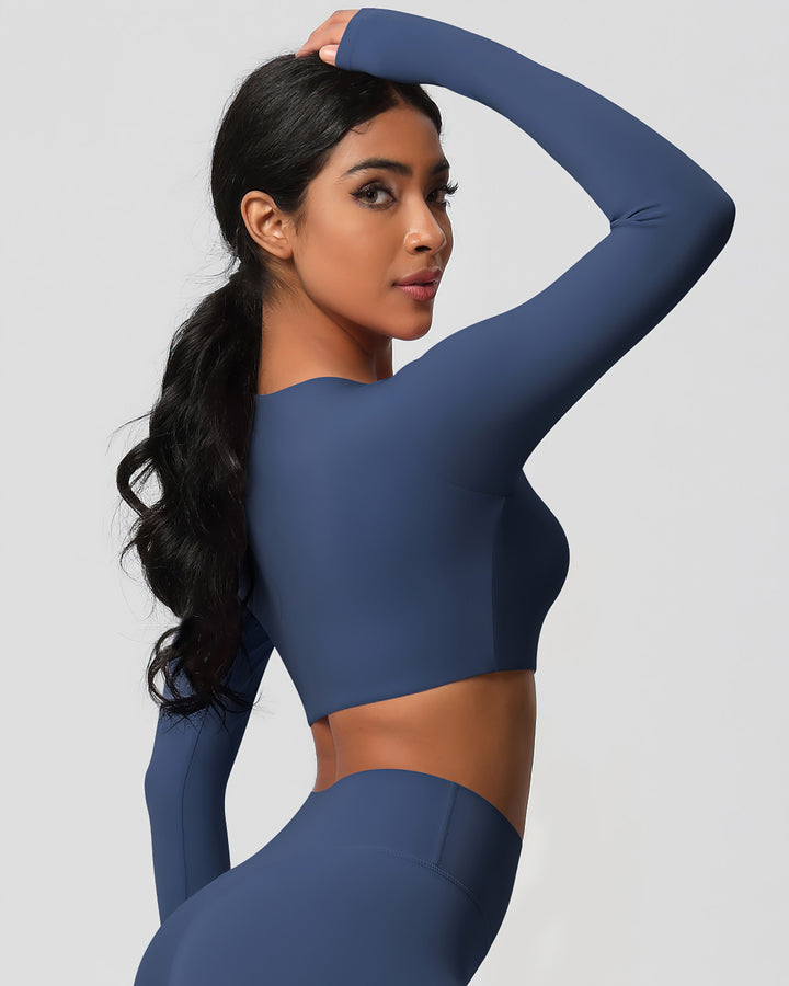Gwen Cropped Long Sleeve - Navy