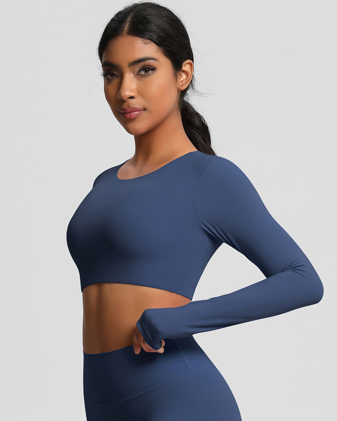 Gwen Cropped Long Sleeve - Navy