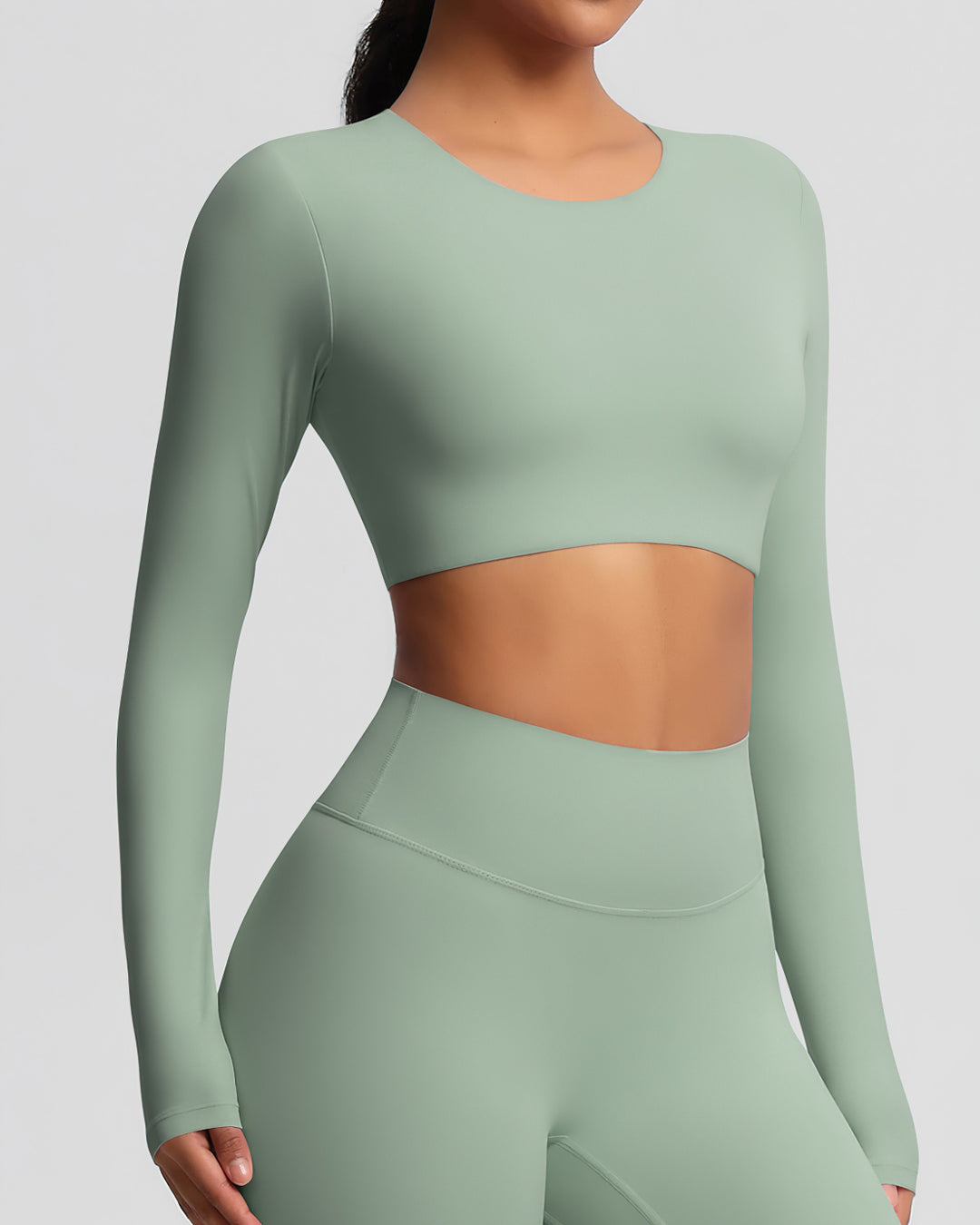 Gwen Cropped Long Sleeve - Sage Green