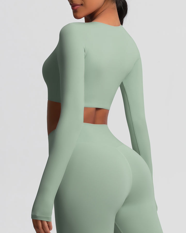 Gwen Cropped Long Sleeve - Sage Green