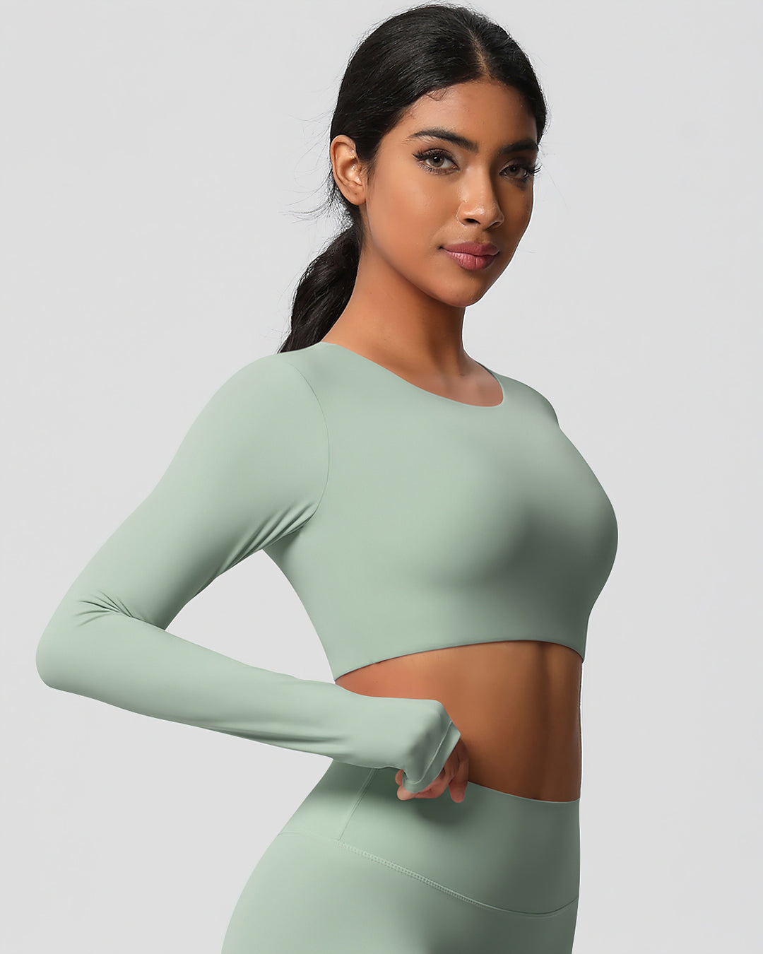 Gwen Cropped Long Sleeve - Sage Green