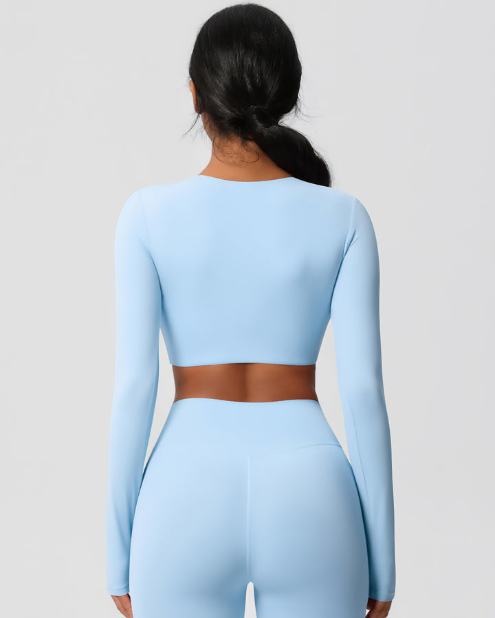 Gwen Cropped Long Sleeve - Sky Blue