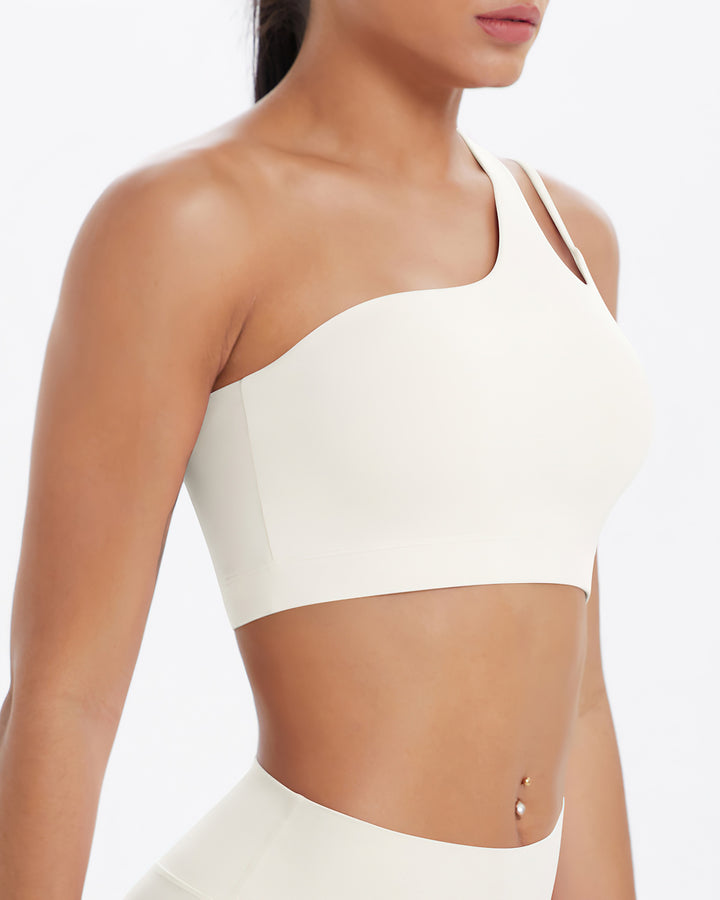 Gwen One-Shoulder Sports Bra - Cloud