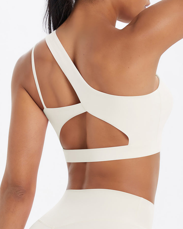 Gwen One-Shoulder Sports Bra - Cloud