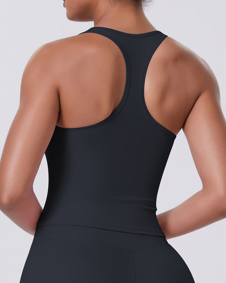 Gwen T-Back Top - Black