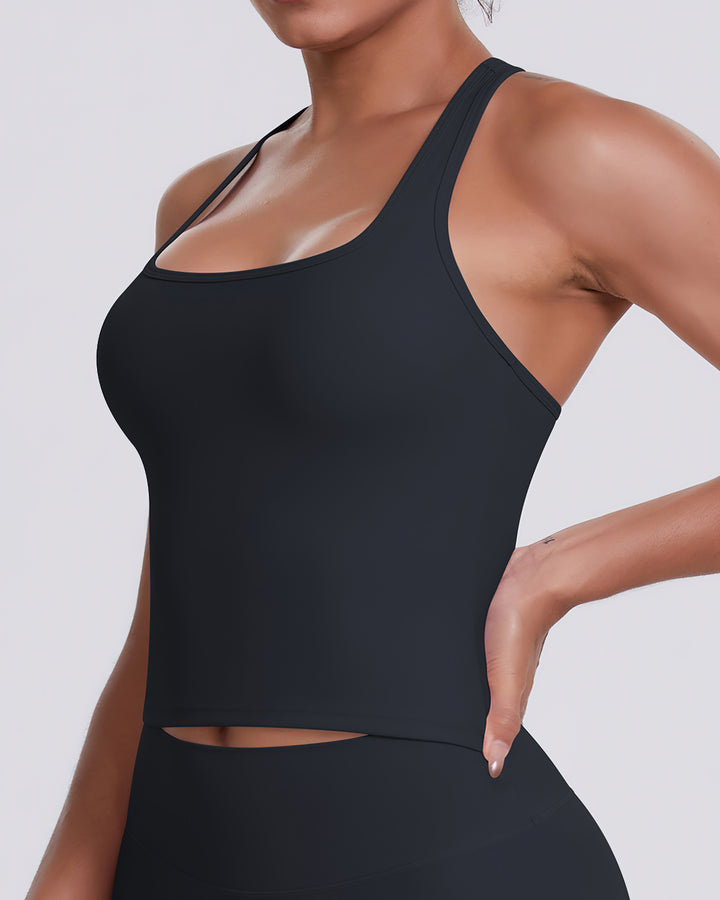 Gwen T-Back Top - Black