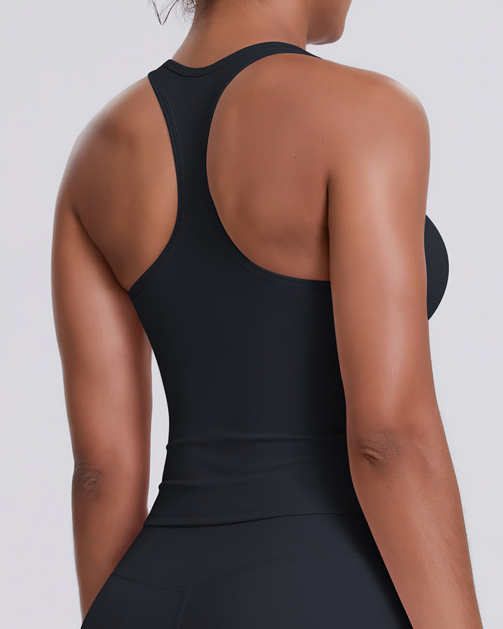 Gwen T-Back Top - Black