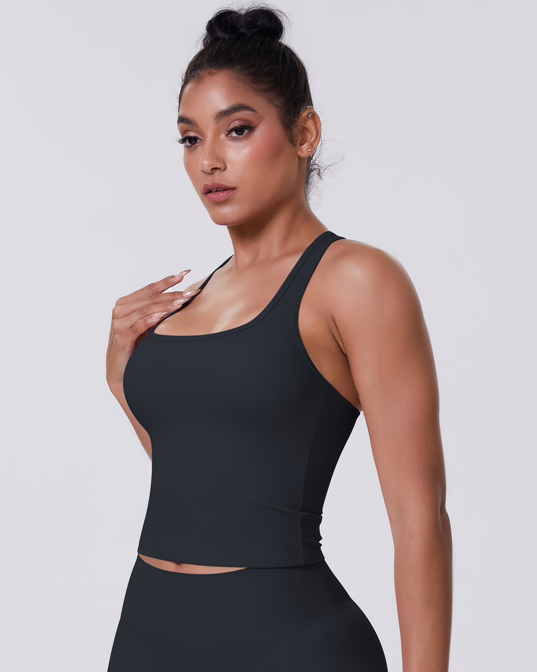 Gwen T-Back Top - Black
