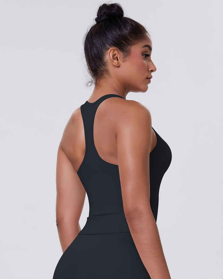 Gwen T-Back Top - Black