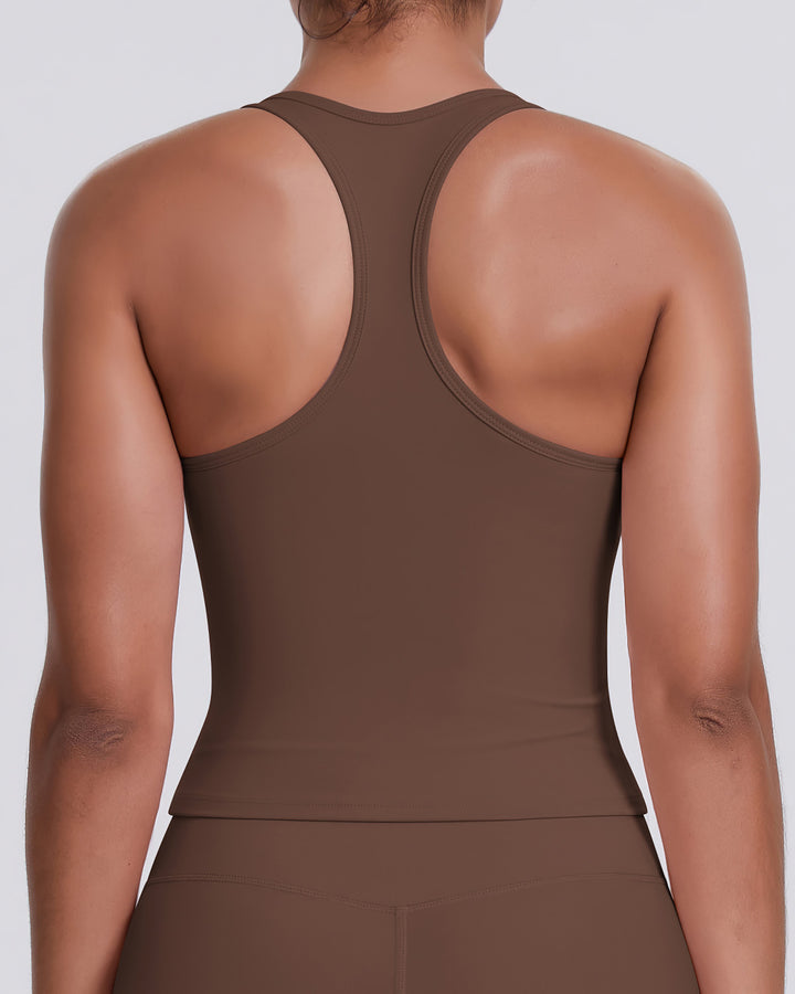 Gwen T-Back Top - Brown