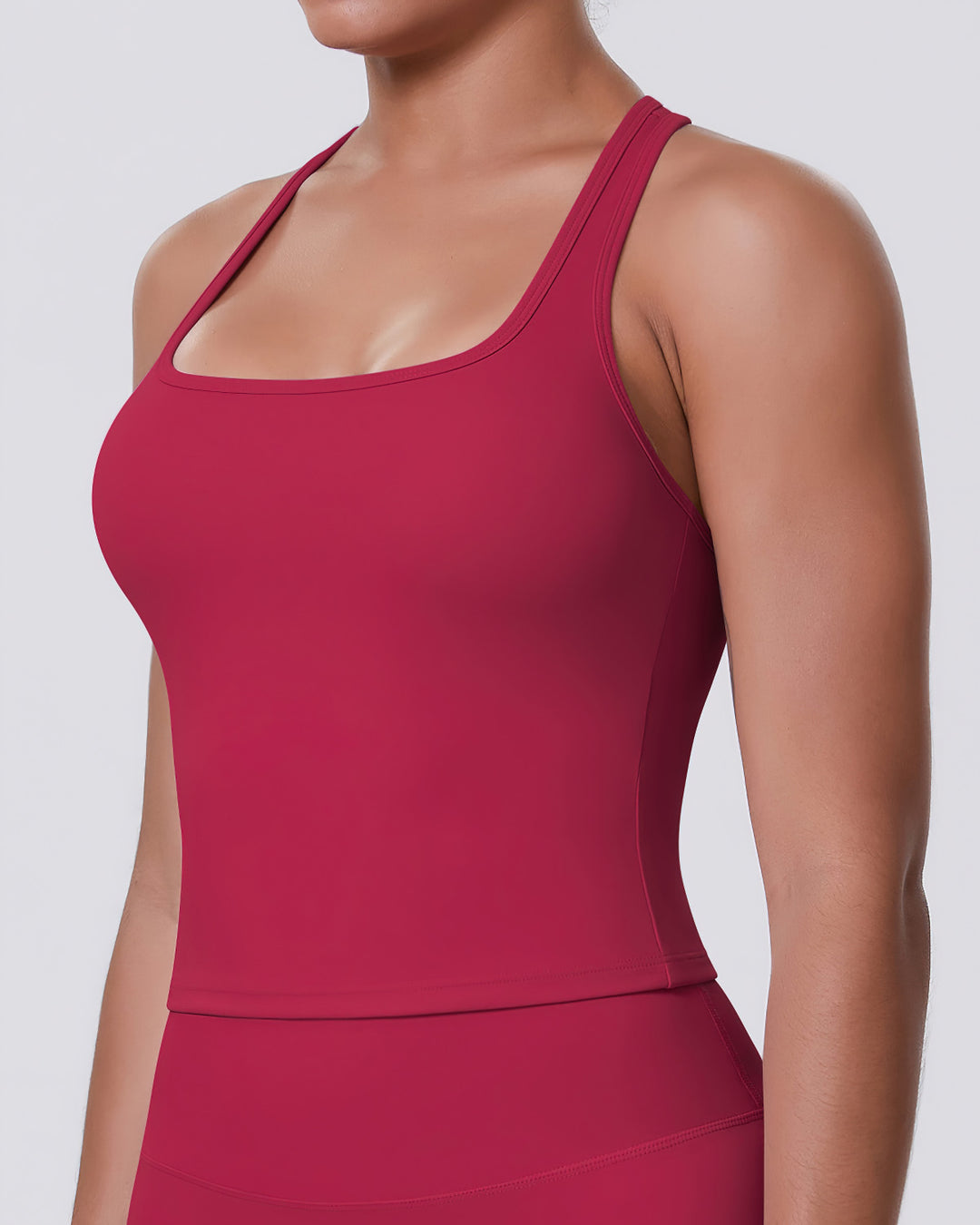 Gwen T-Back Top - Carmine