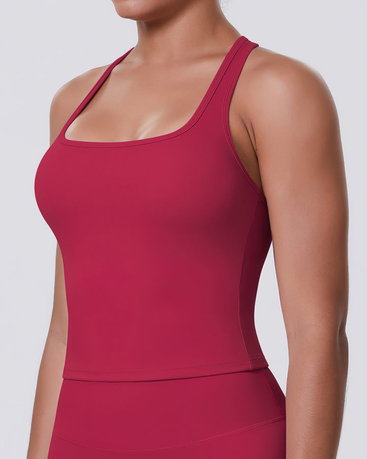 Gwen T-Back Top - Carmine