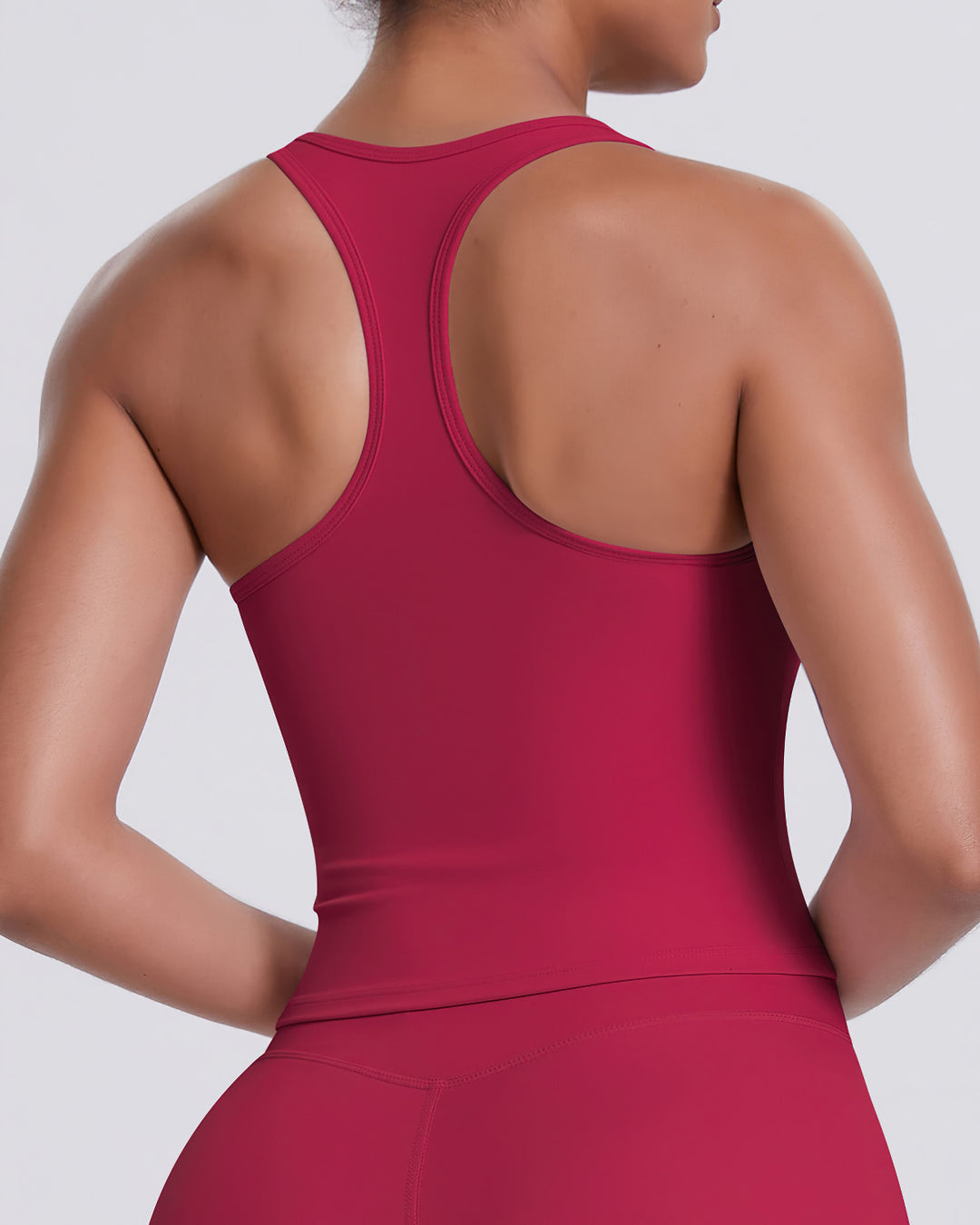 Gwen T-Back Top - Carmine