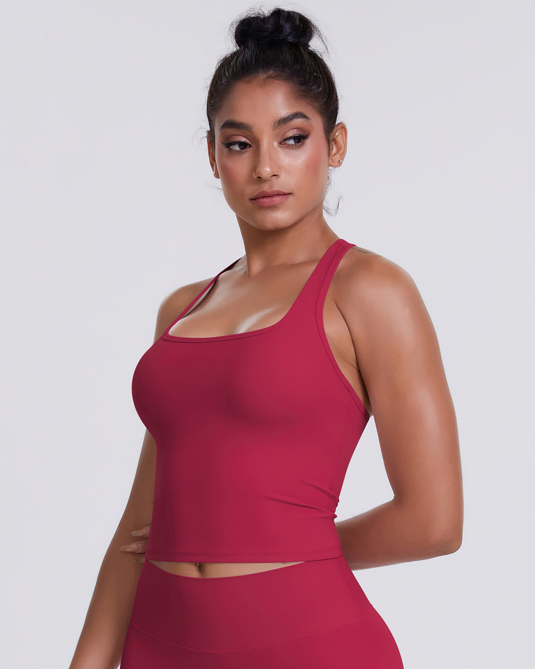 Gwen T-Back Top - Carmine