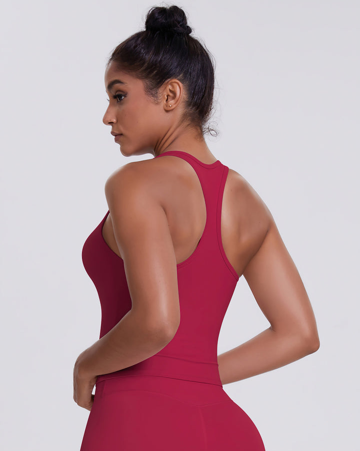 Gwen T-Back Top - Carmine