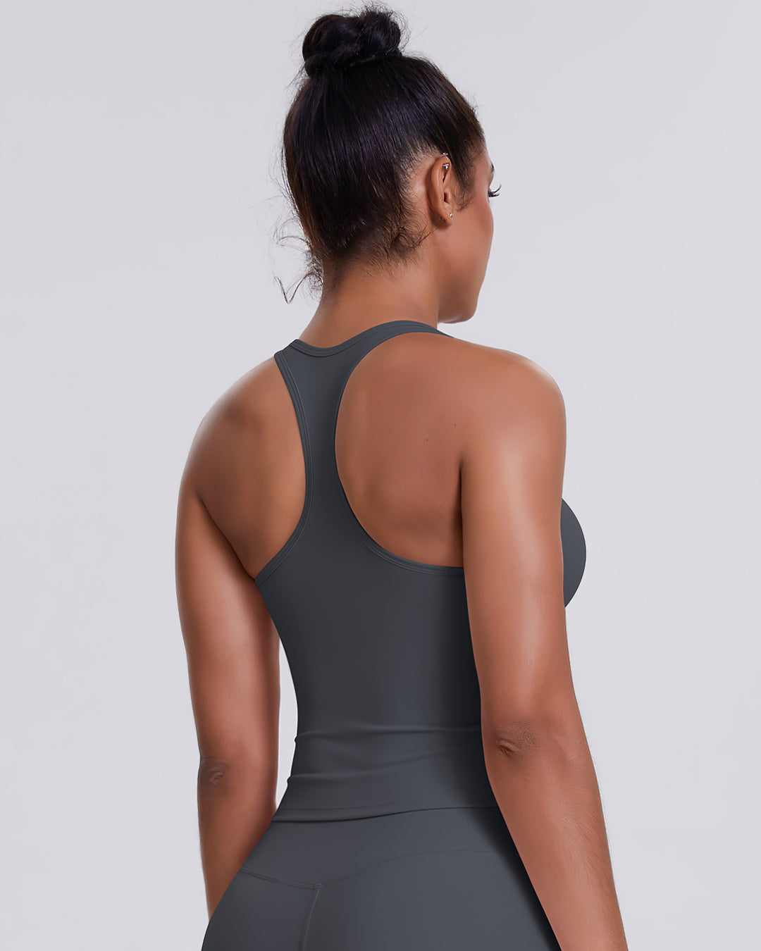 Gwen T-Back Top - Dark Grey